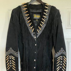 90sVINTAGE Diamond Leathers fringe and beaded jacket  Diamond Leather